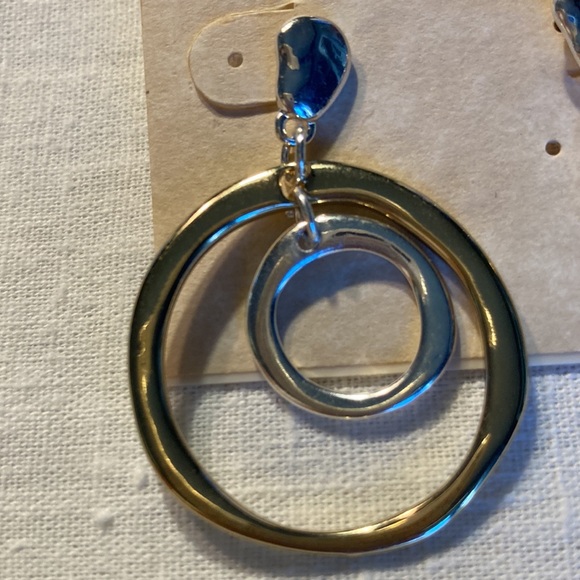 NWOT COURTNEY G 2 tone double circle earrings, st post & sm. circle $15 - Picture 2 of 4